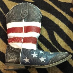 Distressed American Flag Roper Cowboy boots